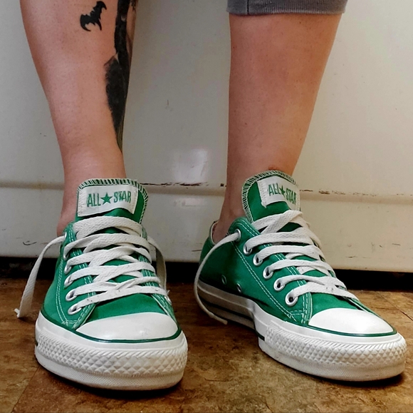 Well Loved Converse All Star Low Top Green Canvas Shoes M5 / W7 - Picture 5 of 16